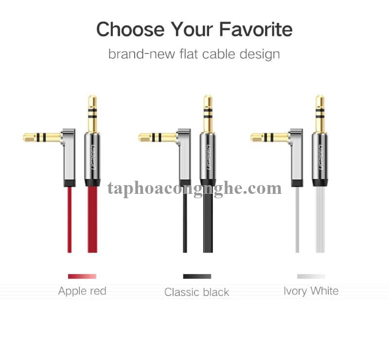 Ugreen 10728 3M màu Đen Cáp âm thanh 2 đầu 3.5mm dương đầu vuông góc mạ vàng AV119 30010728